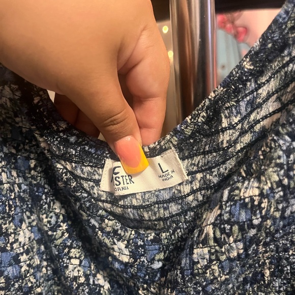 Hollister Blue Floral Smocked Waist Long Sleeve Romper - Size Large - Picture 2 of 3